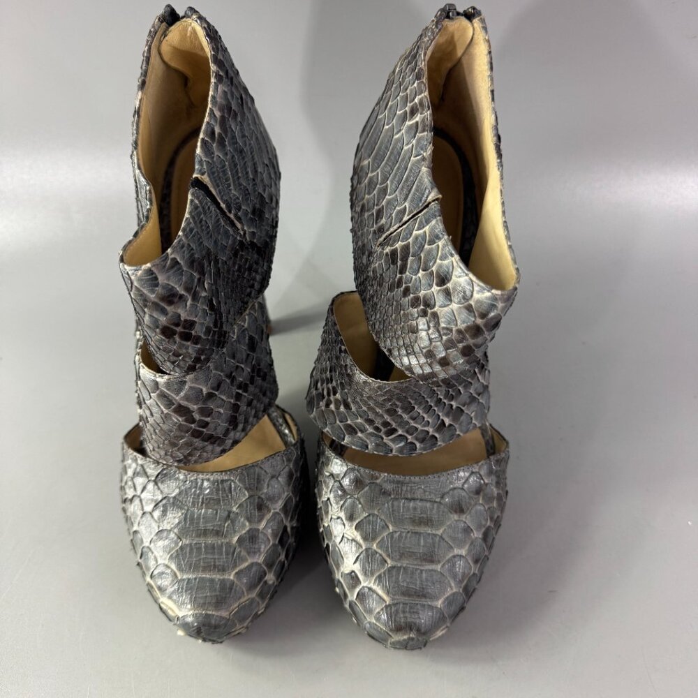 Alexandre Birman Two-Tone Python Leather Heels, S… - image 4